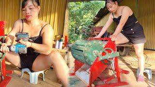 Creative girl, Skillful hands reform foot-powered rice thresher - Bàn Thị Ta