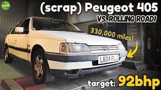 How much POWER has this Peugeot 405 lost after 330,000 miles?