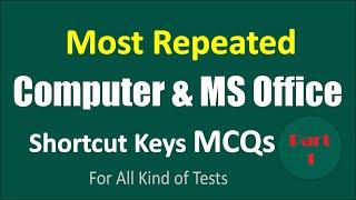 Computer & MS Office Shortcut Keys MCQs Basic to Advance Part 1