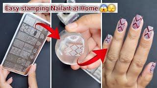 Stamping Nailart at Home || Easy Stamping Nailart for beginners || Nailart for long/short nails