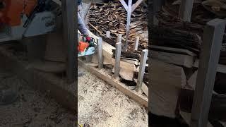 How we cut our slab wood from the sawmill into firewood