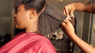 Natural Hair Salon Visit || Blowdry & Trim