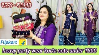 Flipkart heavy party wear kurta set with dupatta under 1500 *starts ₹579* festive wear collection