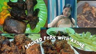 Naga Girl Cooking & Eating Smoked Pork With Fermented Soyabean 