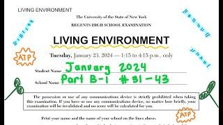 January 2024 Living Environment Regents Review (Part B-1 #31-43)