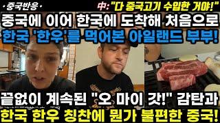 |중국반응| 중국에 이어 한국에 도착해 처음으로 한국 '한우'를 먹어본 아일랜드 부부! 계속 된 "오 마이 갓!" 감탄과 한우 칭찬에 뭔가 불편한 중국!