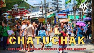 [4K UHD] Walking around Chatuchak Market in Bangkok, Crowded with Tourist