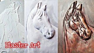 Horse Head  . Bas-relief with PLASTER