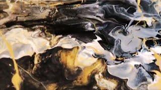 Black, Gold and Silver Fluid Art | DIY Acrylic Pour | Fluid Abstract Wall Art