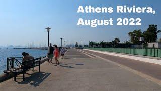 Athens Riviera Coast Walk August 2022 4K UHD - Walking Tour