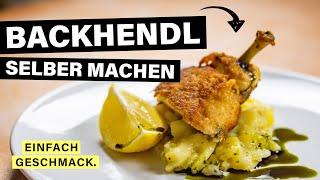 BACKHENDL im Backrohr mit Kartoffel-Gurkensalat  | einfachgeschmack