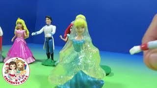 New Magiclip Slime & Play Doh prank with Disney Princess dolls & Princes