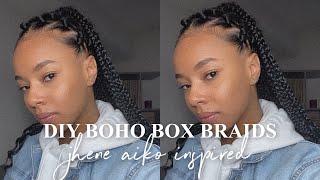 how to: jhene aiko inspired boho box braids (easy method) | jenise