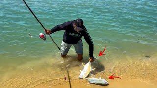 NÃO DA PRA ACREDITAR DOIS DE UMA SÓ VEZ, IMPRESSIONANTE OLHA A FORÇA DESSE PEIXE | Pescaria de Praia