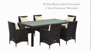 Luxo 'Morocco' 7 Piece PE Wicker Dining Setting by Deluxe Products -  Mixed Coffee Bean Brown