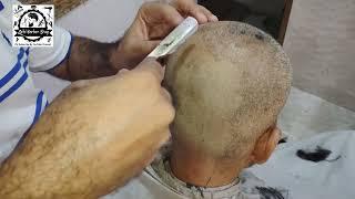 How to head shaving straight razor tutorial step by step zaibi barber shop Pakistan