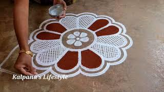 Friday special flowers padi kollam Kalpana's lifestyle muggulu Easy Rangoli