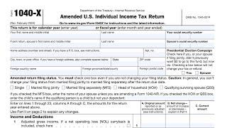 IRS Form 1040-X walkthrough (Amended U.S. Individual Income Tax Return)