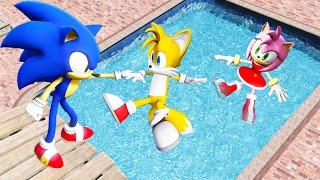 GTA 5 Sonic vs Tails vs Amy Rose Water Ragdolls & Fails ep.2 [Euphoria Physics / Flooded Los Santos]