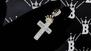 Crown Baguette Cross VVS CZ Hip Hop Bling Pendant | Iced Out Jewelry