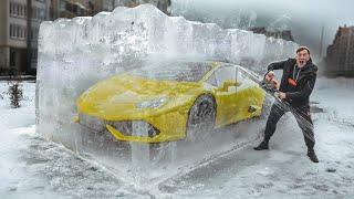 FROZEN LAMBORGINI in ICE CUBE! who will be the FIRST to feed - will receive IT!