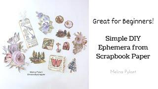 GREAT FOR BEGINNERS! SIMPLE DIY EPHEMERA FROM SCRAPBOOK PAPER | #papercrafting