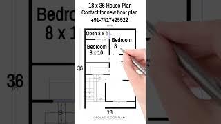 18x36 House Design 2BHK || 2 Bed Small House Plan || 18x36 House Plan || Small House Design #shorts