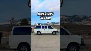 Cooking pork chops in a van #vanliving #pork #yellowstonenationalpark #doge #ytshorts #starlink