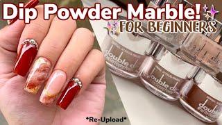 THE BEST DIY DIP POWDER MARBLE?! French Tip Marble Design | DoubleDipNails Dipping Powder Tutorial