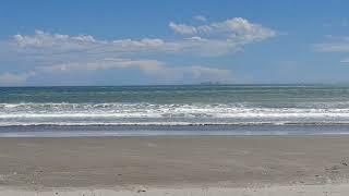 Whale Island and White Island from Ohope Beach. Bay of Plenty. NZ.