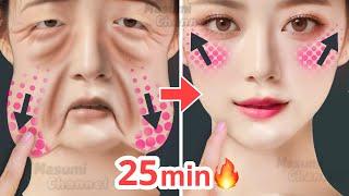 25mins Face Lifting Exercises For Beginners! Reduce Laugh Lines, Jowls, Eye Bags