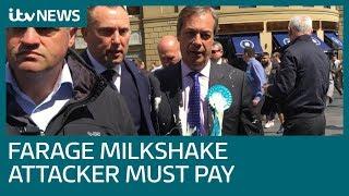 Man to pay Nigel Farage £350 after throwing milkshake over him | ITV News