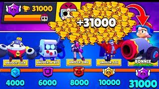 NONSTOP to 31000 TROPHIES Without Collecting TROPHY ROAD + New Free Brawler - Brawl Stars