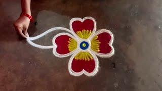 Aani special 3x1beautiful  flowerpadi kolam/aadimadham traditional easyrangoli/gokulramyakolangal