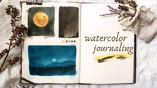 Watercolor Moons | Simple Relaxing Sketchbook Paintings