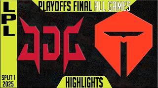 JDG vs TES Highlights ALL GAMES  LPL Playoffs Lower Final Split 1 2025 JDG Esports vs TOP Esports