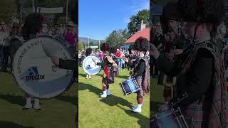 Great #bass drummer with Blairgowrie #pipeband playing Drunken Piper 2024 #braemargathering #shorts