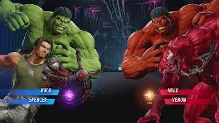 Hulk and Spencer vs Red Hulk and Red Venom - MARVEL VS. CAPCOM: INFINITE