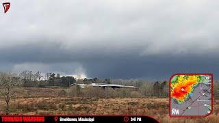 Large Tornado Intercept Near Brookhaven, Mississippi - Live As It Happened - 12/28/24