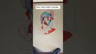 DRAWING MARIO & LUIGI, BUT I CAN ONLY USE 2 COLORS DID YOU SEE MAGIC?🪄 #art #artchallenge