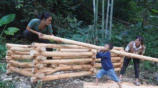 Build a warm wooden goat shed for the coming winter, farm life, SURVIVAL ALONE