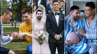 Messi and Ronaldo got married | Pregnant Messi | Messi and Ronaldo became fathers