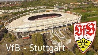 Mit dem  VfB - Stuttgart in der Mercedes Benz Arena in 4K - Aerial View