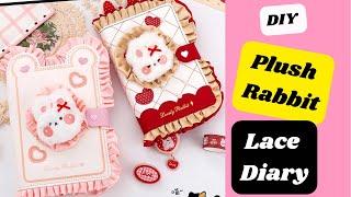 DIY Kawaii Rabbit Diary / DIY Lace Diary / Easy Paper Crafts / School Supplies hacks