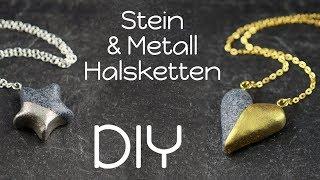 Metall & Stein Ketten | FIMO®³ DIY | Schmuck Anleitung | Granit Gold Silber Halsketten selbermachen