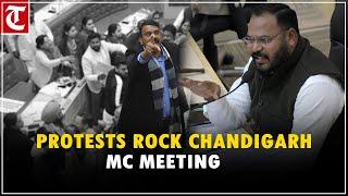 AAP, Congress and BJP councillors protest at Chandigarh MC meeting