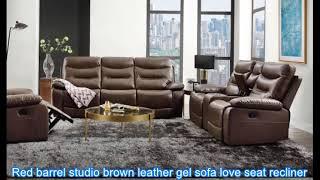 Acme 55420-21 2 pc Red barrel studio swinford Aashi brown leather gel sofa and love seat recliners