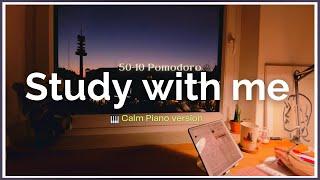 2-HOUR STUDY WITH ME 4K /My Room at Sunset / calm piano ver/ Pomodoro 50/10/ Ep.22