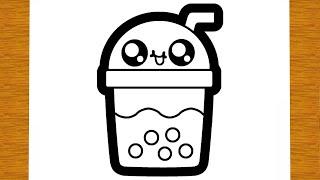 WIE ZEICHNET MAN EIN BUBBLE TEA KAWAII | Einfaches zeichnen lernen