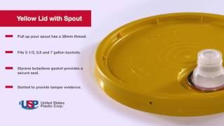 YELLOW BUCKET LID WITH PULL UP POUR SPOUT | U.S. Plastic Corporation®